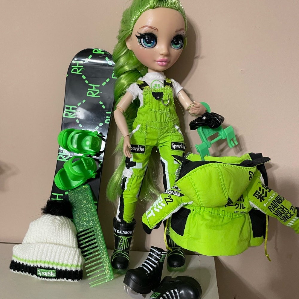Rainbow Green and Black Fashion Dolls Collection